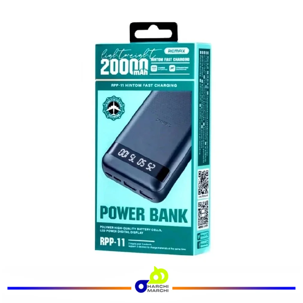 پاوربانک ریمکس مدل RPP 11 ظرفیت 20000 میلی آمپر ساعت