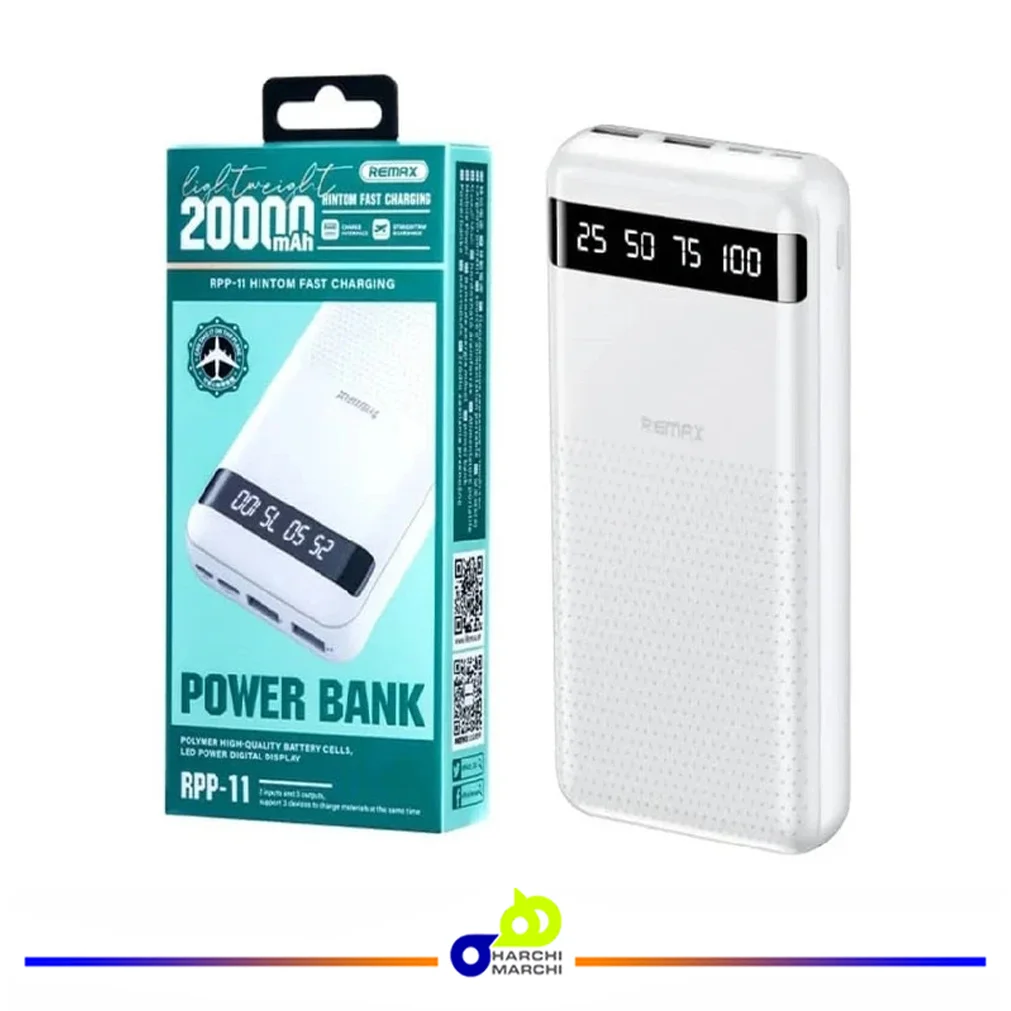 پاوربانک ریمکس مدل RPP 11 ظرفیت 20000 میلی آمپر ساعت