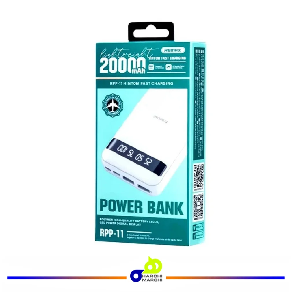 پاوربانک ریمکس مدل RPP 11 ظرفیت 20000 میلی آمپر ساعت