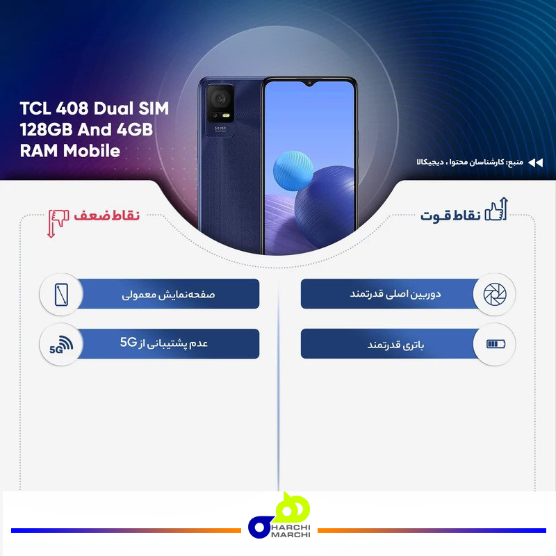 گوشی موبایل تی سی ال مدل 408 دو سیم‌‌ کارت ظرفیت 64 گیگابایت و رم 4 گیگابایت