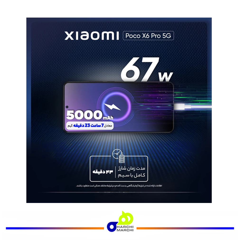 گوشی موبایل شیائومی مدل Poco X6 Pro 5G دو سیم کارت ظرفیت 512 گیگابایت و رم 12 گیگابایت